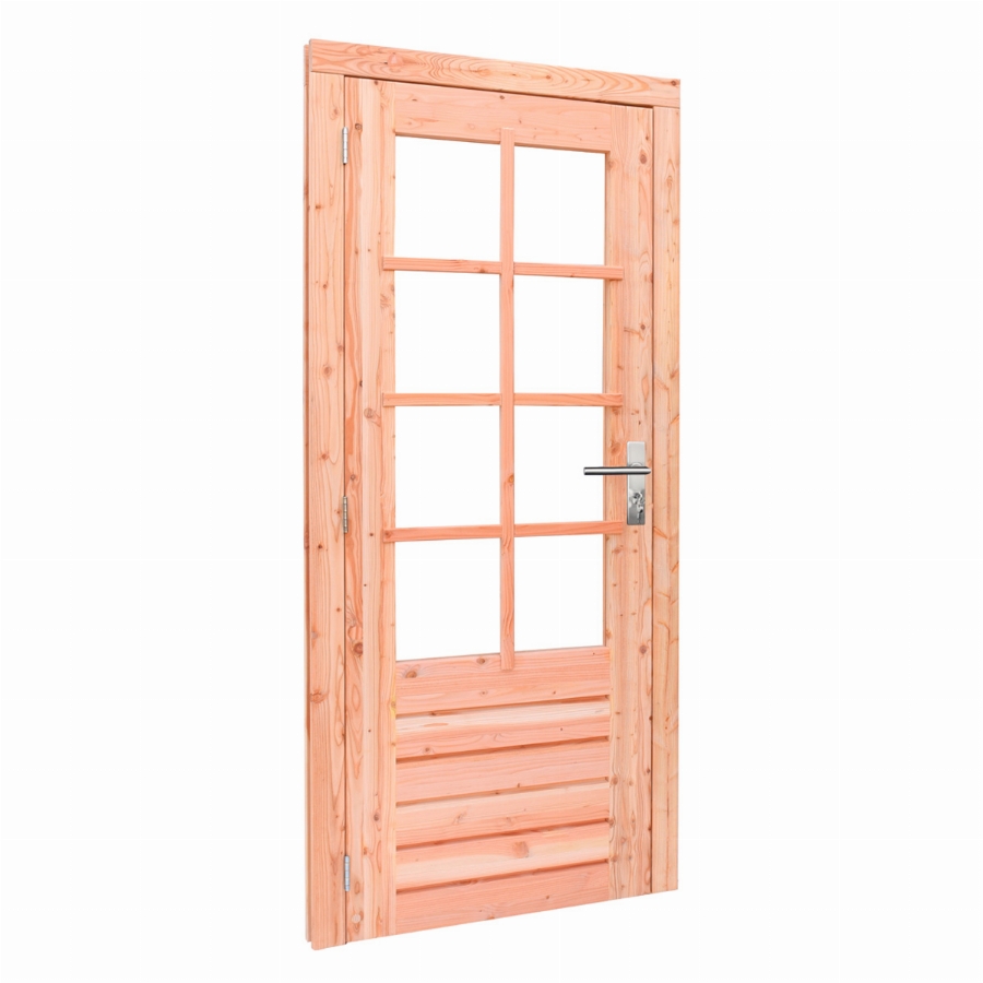 Gardenlux Douglas links draaiende enkele deur 201x90cm onbehandeld 8-ruits glas